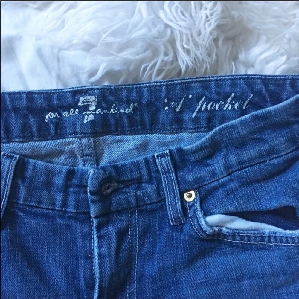 7 FAM Mankind A Pocket Design Boot Cut Flare Light Blue Wash Denim Jeans 27 - Picture 5 of 8